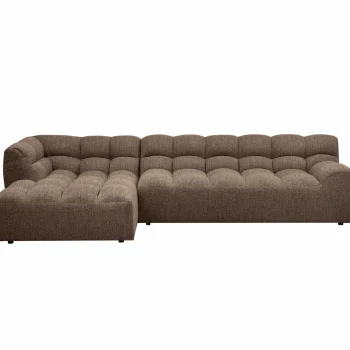 Clearance WOOOD Allure Chaise Longue Links Geweven Stof Donkerbruin Melange