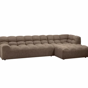 Clearance WOOOD Allure Chaise Longue Rechts Geweven Stof Donkerbruin Melange