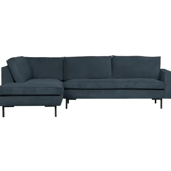 New WOOOD Arwin Hoekbank Ribstof Links Staal Blauw