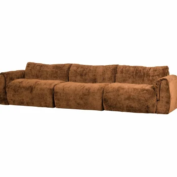 Discount WOOOD Baggy 3-zits Bank 3D Chenille Middenbruin