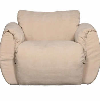 Best WOOOD Baggy Draaifauteuil Geweven Chenille Zand