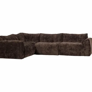 Outlet WOOOD Baggy Hoekbank Links 3D Chenille Donkerbruin