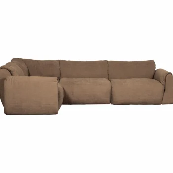 New WOOOD Baggy Hoekbank Links Geweven Chenille Bruin