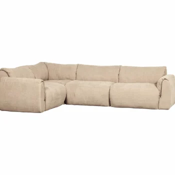 Online WOOOD Baggy Hoekbank Links Geweven Chenille Zand