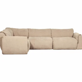 Online WOOOD Baggy Hoekbank Links Geweven Chenille Zand