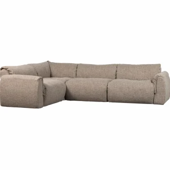 Online WOOOD Baggy Hoekbank Links Geweven Stof Bruin Melange