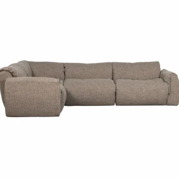 Online WOOOD Baggy Hoekbank Links Geweven Stof Bruin Melange