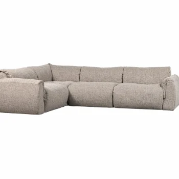 Outlet WOOOD Baggy Hoekbank Links Geweven Stof Naturel Melange