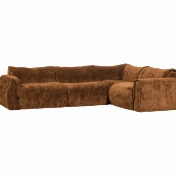 Fashion WOOOD Baggy Hoekbank Rechts 3D Chenille Middenbruin