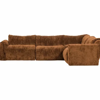 Fashion WOOOD Baggy Hoekbank Rechts 3D Chenille Middenbruin