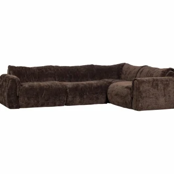 Clearance WOOOD Baggy Hoekbank Rechts 3D Chenille Donkerbruin