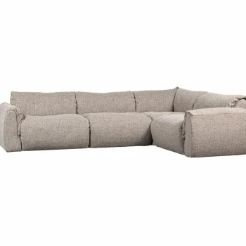 New WOOOD Baggy Hoekbank Rechts Geweven Stof Naturel Melange