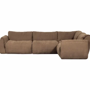 Outlet WOOOD Baggy Hoekbank Rechts Geweven Chenille Bruin