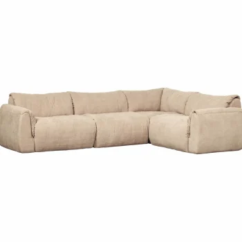 Fashion WOOOD Baggy Hoekbank Rechts Geweven Chenille Zand