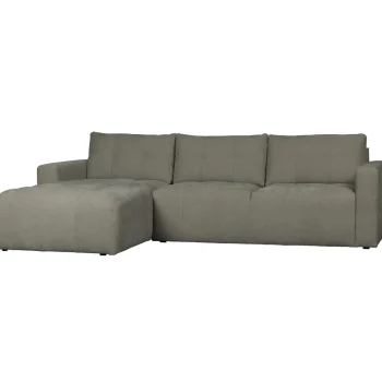 Best WOOOD Bar Chaise Longue Geweven Stof Links Warm Grijs