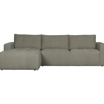 Best WOOOD Bar Chaise Longue Geweven Stof Links Warm Grijs
