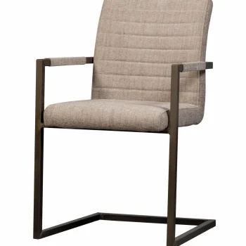 Fashion WOOOD Bas Eetkamerstoel Geweven Stof Zand Melange