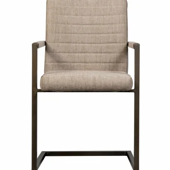 Fashion WOOOD Bas Eetkamerstoel Geweven Stof Zand Melange