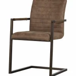 Fashion WOOOD Bas Eetkamerstoel Leerlook Taupe