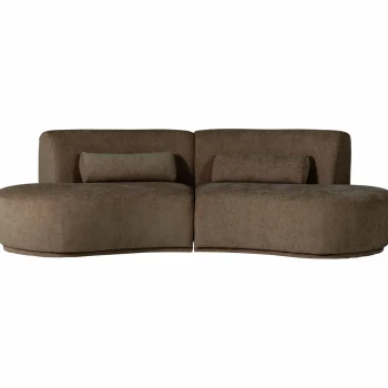 New WOOOD Batavier Half Ronde Bank 4-zits Velvet Melange Bruin Bruin Melange