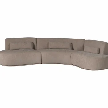 Fashion WOOOD Batavier Half Ronde Bank 6-zits Velvet Melange Zand Zand Melange