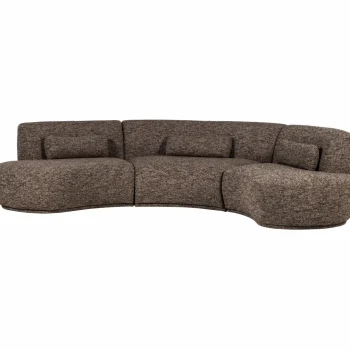 Hot WOOOD Batavier Half Ronde Bank 6-zits Bruin Melange