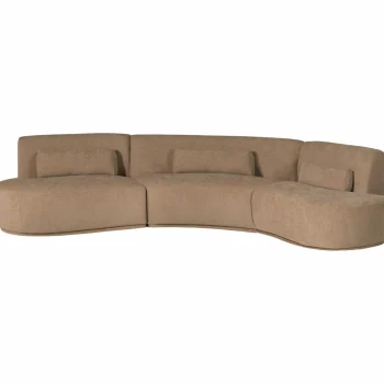 Hot WOOOD Batavier Half Ronde Bank 6-zits Velvet Melange Lichtbruin Lichtbruin Melange