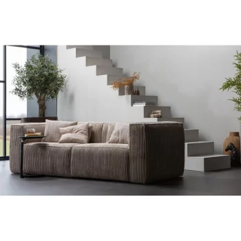 Clearance WOOOD Bean 3,5-zits Bank Ribstof Travertin