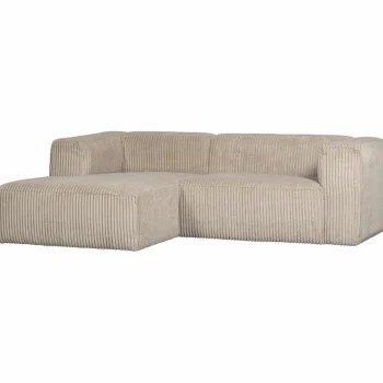 Fashion WOOOD Bean Chaise Longue Bank Links Ribstof Travertin