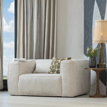 Best WOOOD Bean Fauteuil Grove Melange Stof Naturel