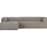 Fashion WOOOD Bean Hoekbank Links Grove Melange Stof Travertin