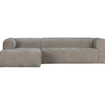 Fashion WOOOD Bean Hoekbank Links Grove Melange Stof Travertin