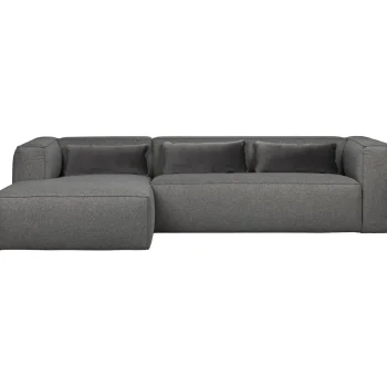 Fashion WOOOD Bean Hoekbank Links Incl. Kussens Melange Middengrijs