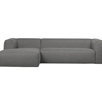 Fashion WOOOD Bean Hoekbank Links Incl. Kussens Melange Middengrijs
