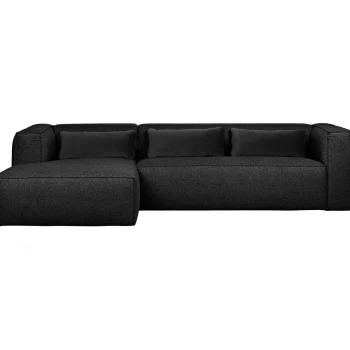 Hot WOOOD Bean Hoekbank Links Incl. Kussens Melange Donkergrijs