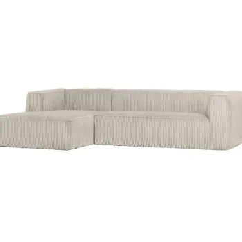 Outlet WOOOD Bean Hoekbank Links Ribstof Naturel