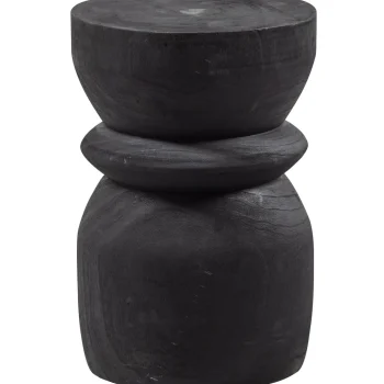 Discount WOOOD Bikkel Kruk Hout 40xø28 Cm Zwart