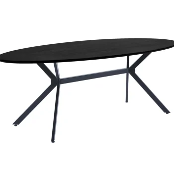 Outlet WOOOD Bruno Eettafel Ovaal Mdf Zwart 220x100 Cm