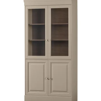 New WOOOD Chow 4-deurs Vitrinekast Grenen Dakargrau