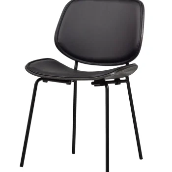 Online WOOOD Close In Eetkamerstoel Leerlook/hout Zwart