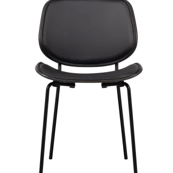 Online WOOOD Close In Eetkamerstoel Leerlook/hout Zwart