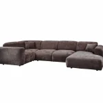 Discount WOOOD Cloud Hoekbank Links Geweven Chenille Warm Bruin