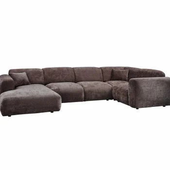 Fashion WOOOD Cloud Hoekbank Rechts Geweven Chenille Warm Bruin