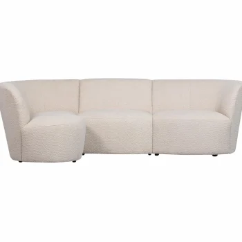 Discount WOOOD Coco 3-zits Bank Ronding Links Bouclé Crème