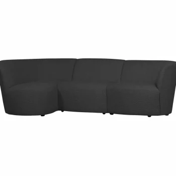 Outlet WOOOD Coco 3-zits Bank Ronding Links Bouclé Donkergrijs