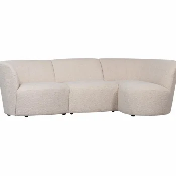 Discount WOOOD Coco 3-zits Bank Ronding Rechts Bouclé Crème