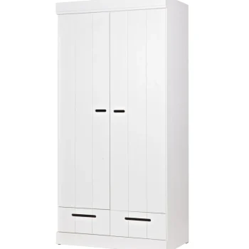 Online WOOOD Connect 2-deurs Kledingkast + Lade Wit