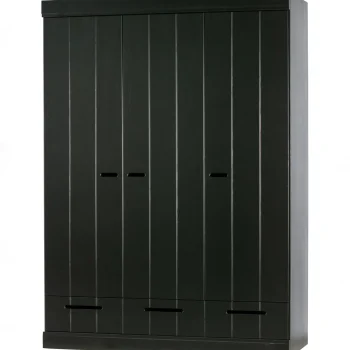 Fashion WOOOD Connect 3-deurs Kledingkast+ Lade Zwart