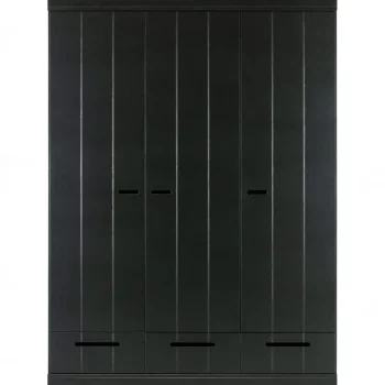 Fashion WOOOD Connect 3-deurs Kledingkast+ Lade Zwart