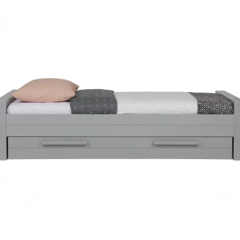 Sale WOOOD Dennis Bed 90x200 Cm Grenen Geborsteld Betongrijs
